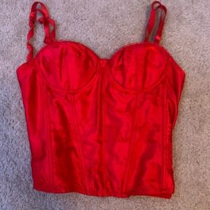 Red lace corset top